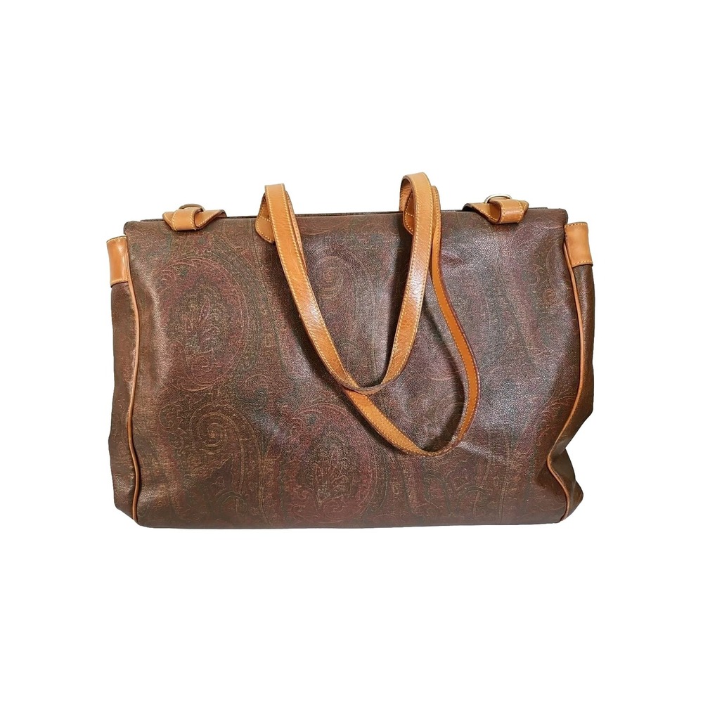 Etro Milano Travel Weekender Bag Tote Paisley Leather Tote Italy Getaway
